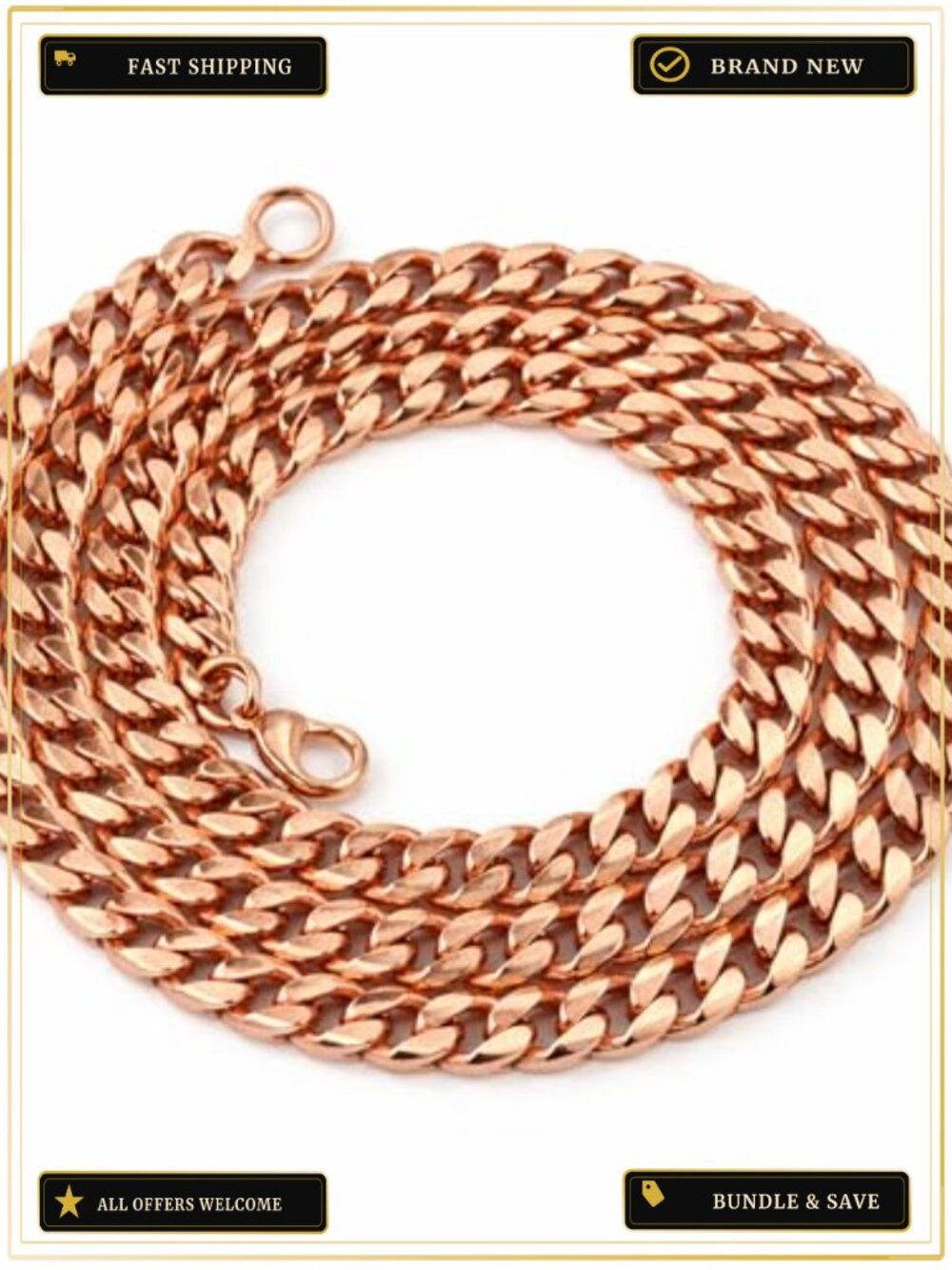 Handmade Copper Cuban Link Chain Necklace, Heavy Curb Style Unisex Jewelry,
